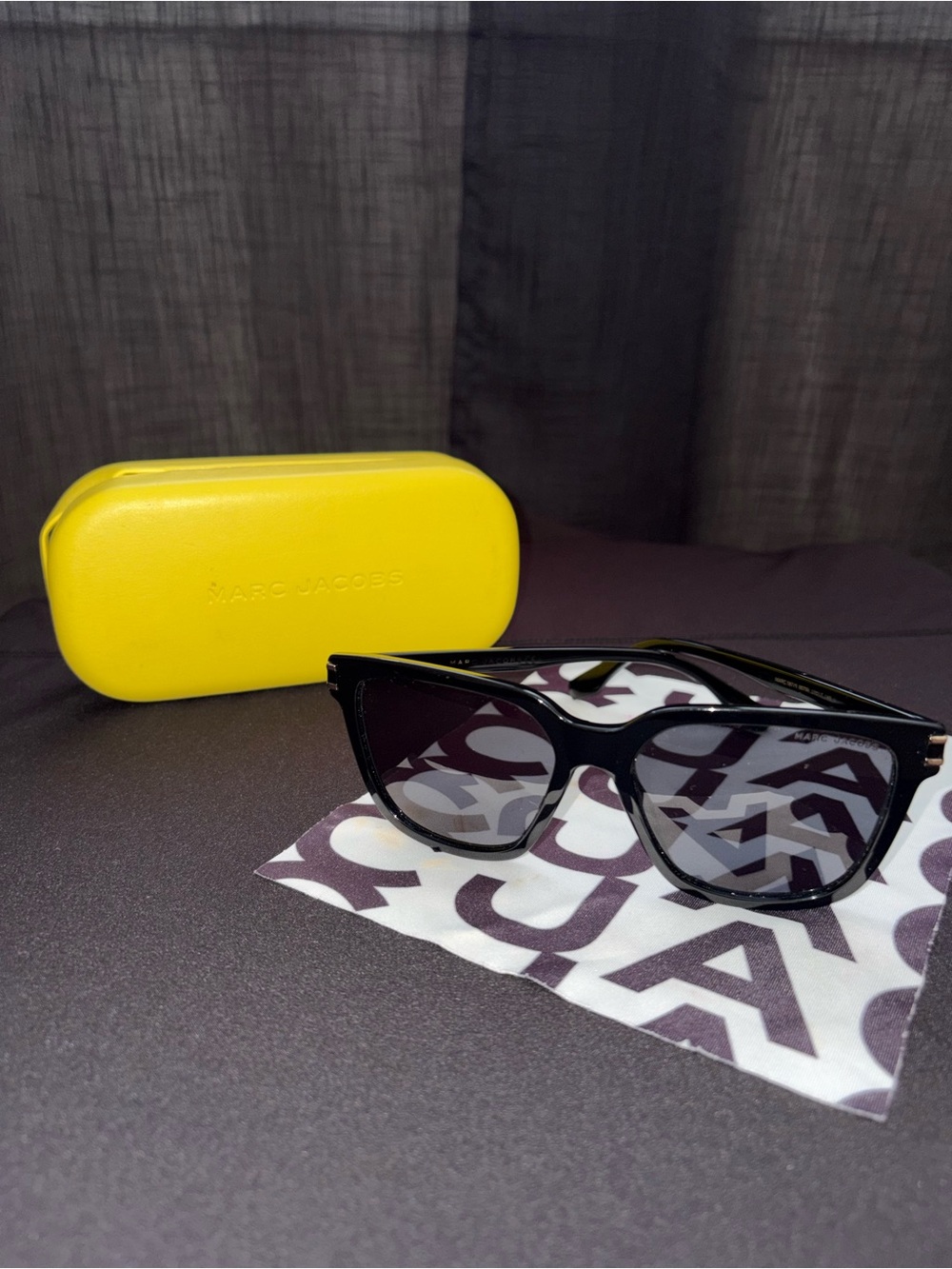 Marc Jacobs Black Cat-Eye Sunglasses with Yellow Case